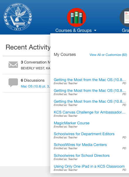 Course Menu 